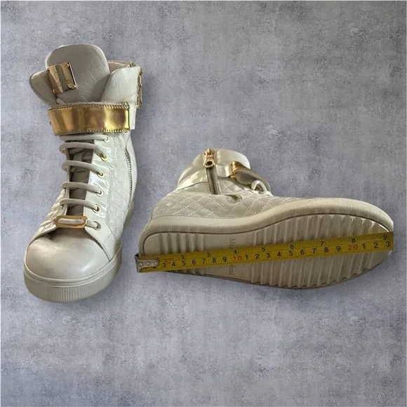 Mariano Fabiani made in Italy Gold Accent High-Top Women's Sneakers - Picture 3 of 8